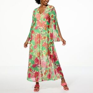 Curations x Nicole Hickl Printed Chiffon Maxi Dress